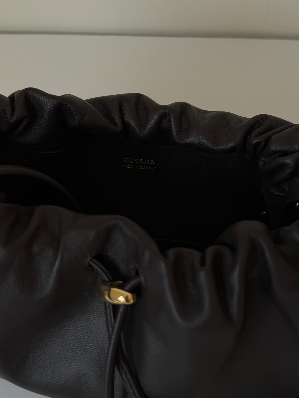 Cuyana Drawstring Brown Leather Bag - mini dia bag - Picture 8 of 15